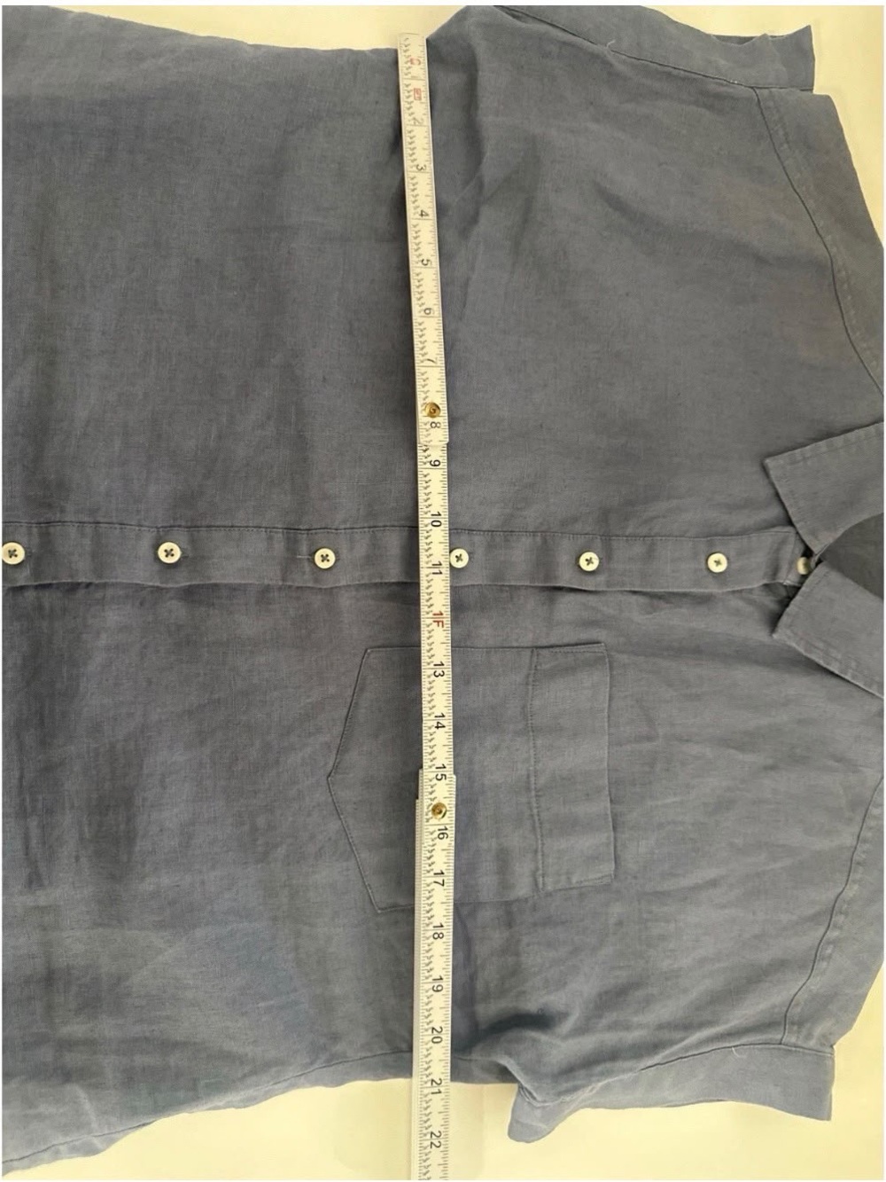 Quince Denim Collared Short Sleeve Button Down Shirt Top - Picture 10 of 10